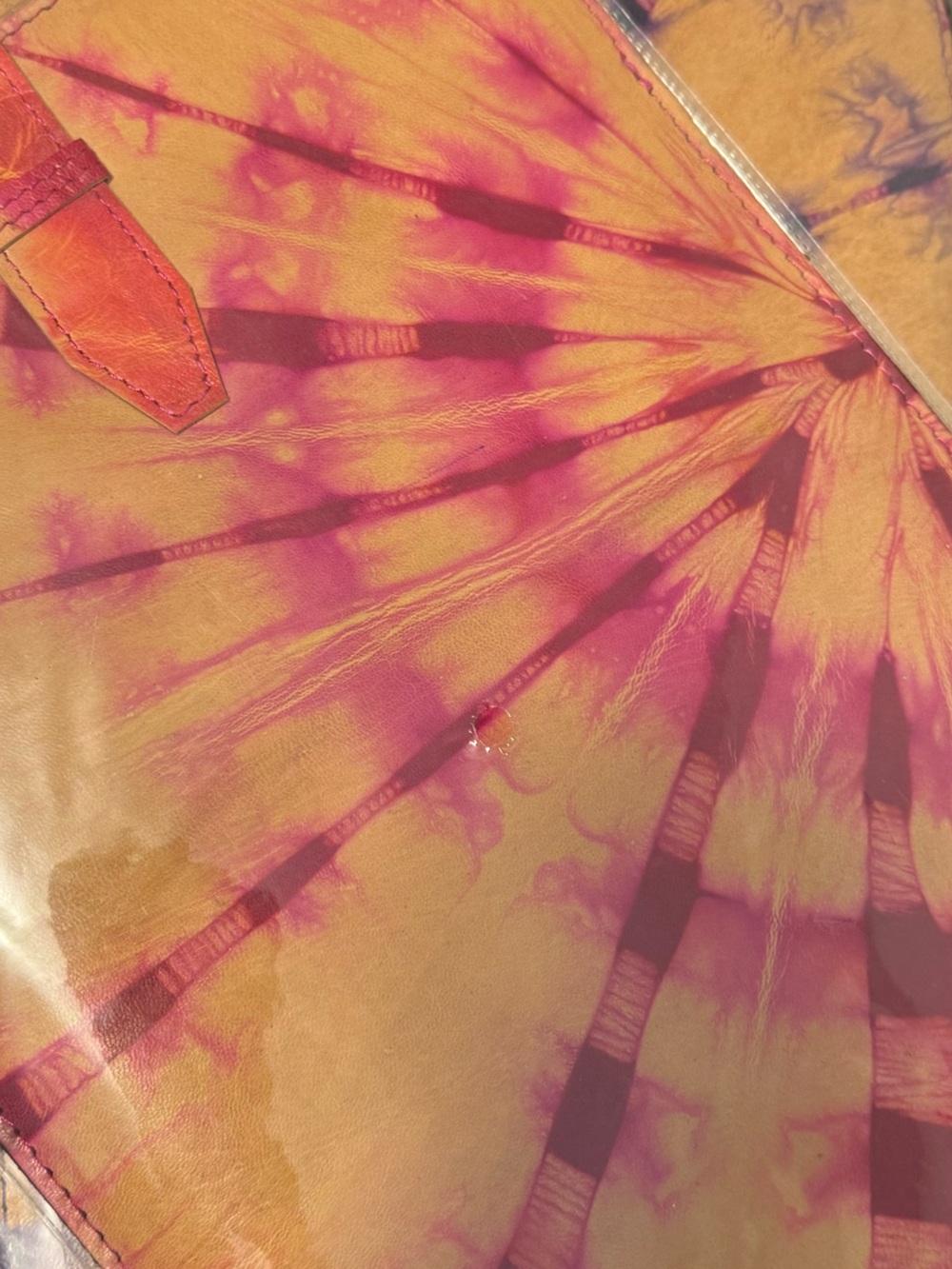 NWT Leather Tablet Sleeve Cover in Yellow & Pink Tie-Dye